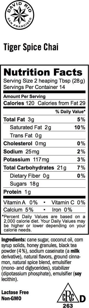 David Rio Chai Latte - Tiger Spice Mix - Originele Masala Chai 2 David Rio Chai Latte - Tiger Spice Mix - Originele Masala Chai - Afbeelding 2