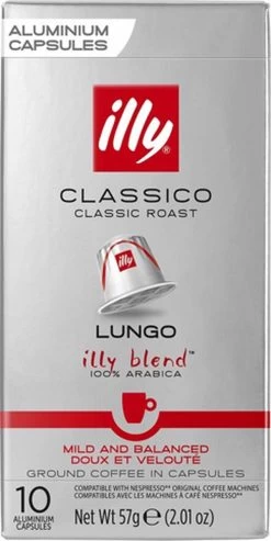 Illy Lungo Classico Koffiecups - Intensiteit 5/9 - 10 X 10 Capsules -Levensmiddelen Dranken Winkel 601x1200