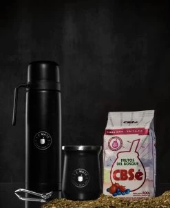12Mate - Yerba Mate Starterspakket - Beker Zwart + Thermosfles